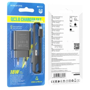 Incarcator Borofone 18W set cu cablu Micro Alb