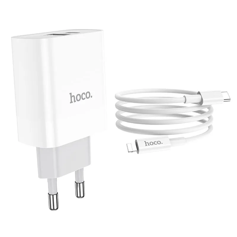 Incarcator Hoco C80A PD20W + QC3.0 set cu cablu Type-C Alb - imagine 3