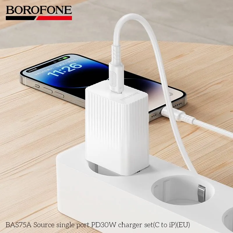 Incarcator Borofone 30W set cu cablu Lightning Alb - imagine 2