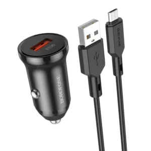 Incarcator auto Borofone 18W QC 3.0 set cu cablu Micro Negru
