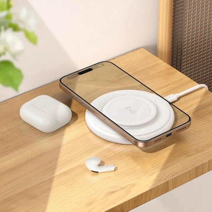 Incarcator Wireless Borofone 15W Alb BQ40 - imagine 2
