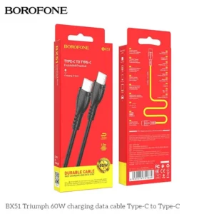 Cablu Borofone 60W 1M Negru BX51 USB-C la Type-C
