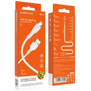 Cablu Borofone 1M Alb BX51 USB-A la Lightning