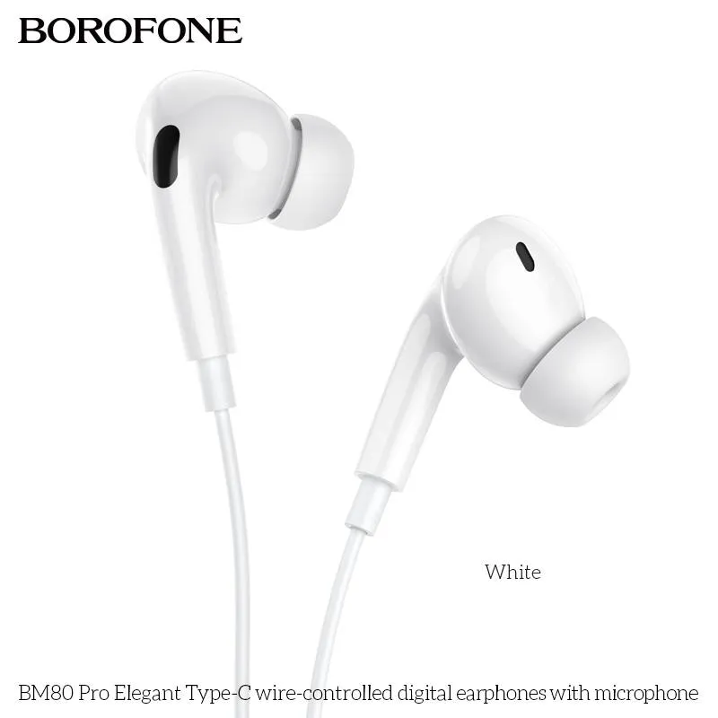 Casti Borofone 1M Alb BM80 Pro (Mufa Type-C) - imagine 3