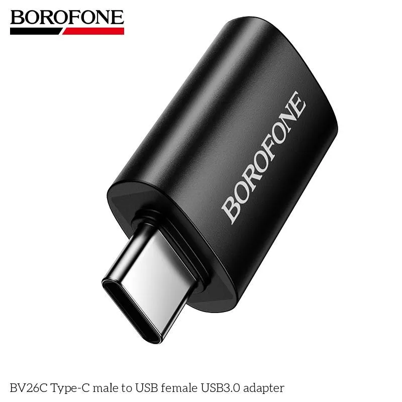 Adaptor Borofone Negru BV26C USB-C tata la USB-A mama - imagine 2