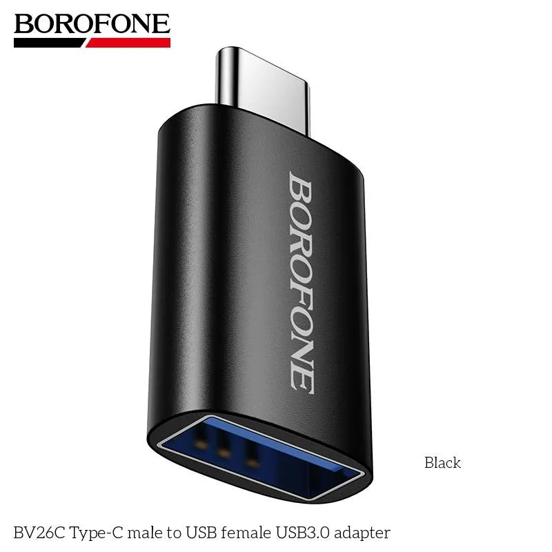 Adaptor Borofone Negru BV26C USB-C tata la USB-A mama - imagine 3