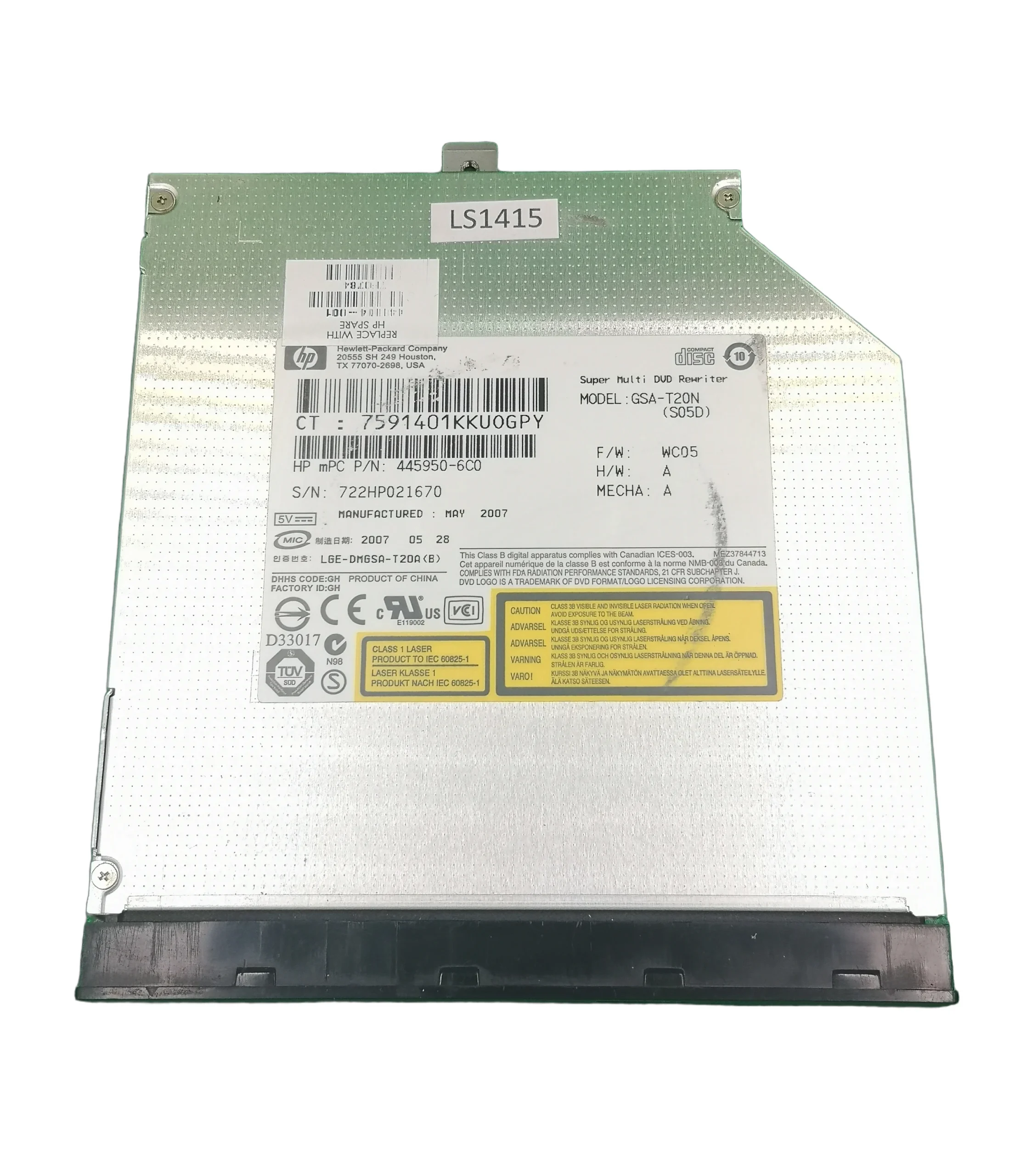HP Pavilion dv9500 DVD-RW unitate optica GSA-T20N SWAP